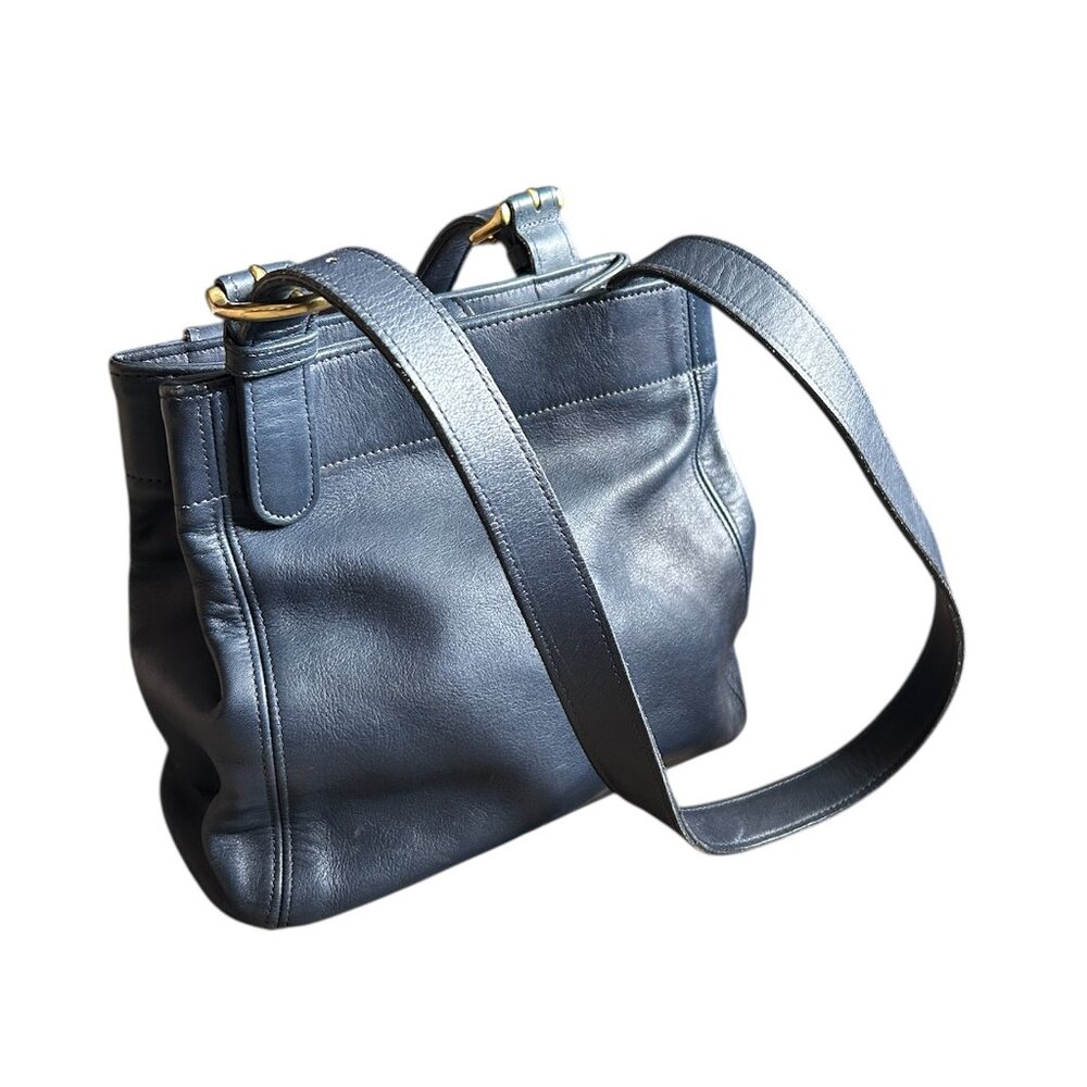 Leather Coach Buckle Bag A8P-4157 Navy Blue